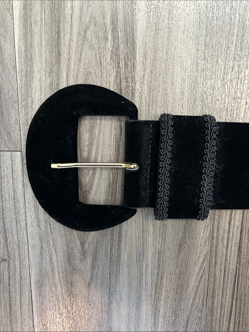 Zara Black Fake Suede Belts with Gold & Black Buckles